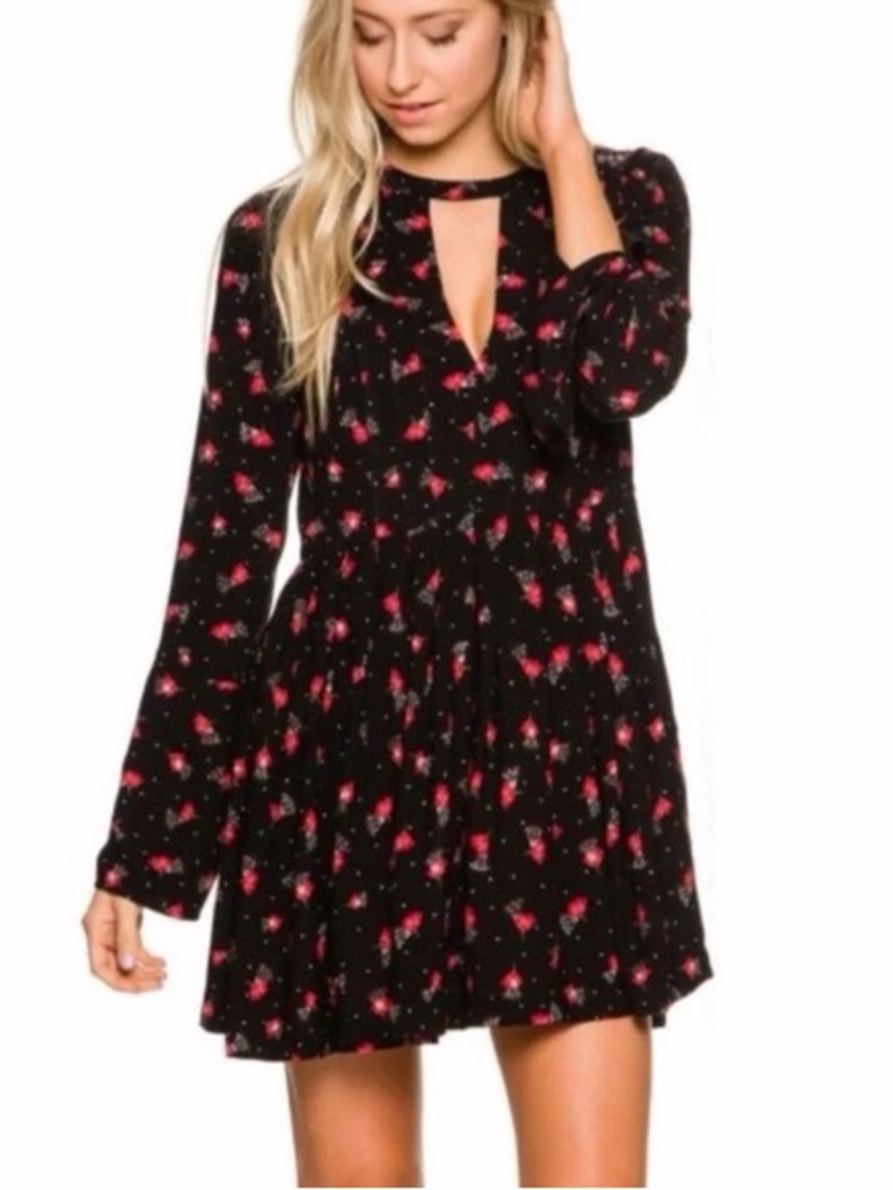 Free People Tegan Cutout Printed Mini Dress